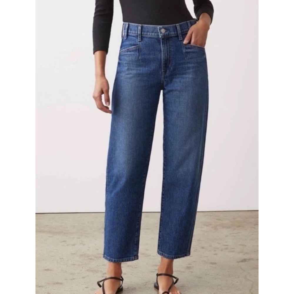 AYR The Beat Barrel leg style Jeans Medium Indigo Blue Size 34 Made in LA